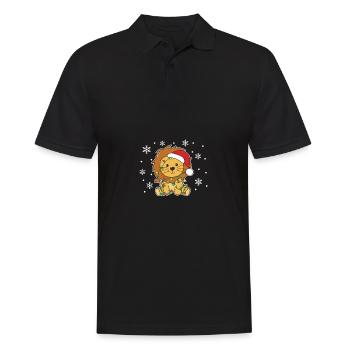 Lion, Noël, Hiver, Animaux, Lion - Polo Homme - noir - Devant - Kai (181cm)