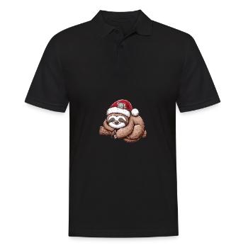 Père Noël chapeau Noël paresseux souris - Polo Homme - noir - Devant - Kai (181cm)