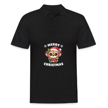 Père Noël chapeau Noël guirlandes lumineuses Galago - Polo Homme - noir - Devant - Kai (181cm)