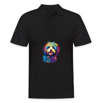 Aquarelle Coloré Bichon Havanais - Polo Homme - noir - Devant - Kai (181cm)