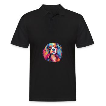 Wasserfarben Farbenfroher Cavalier King Charles - Männer Poloshirt - Schwarz - Vorne - Kai (181cm)