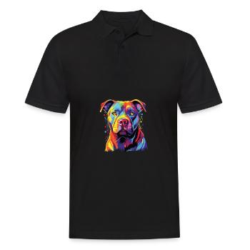 Wasserfarben Farbenfroher Staffordshire - Männer Poloshirt - Schwarz - Vorne - Kai (181cm)