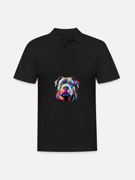 Wasserfarben Farbenfroher American Bulldog - Männer Poloshirt - Schwarz