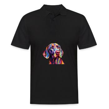 Aquarelle Braque de Weimar coloré - Polo Homme - noir - Devant - Kai (181cm)