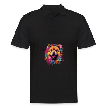 Wasserfarben Farbenfroher Chow Chow - Männer Poloshirt - Schwarz - Vorne - Kai (181cm)