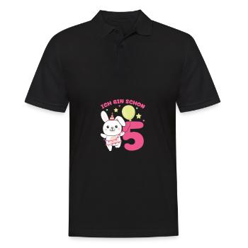 Ich bin schon 5 Hasen Geburtstags Kinder - Männer Poloshirt - Schwarz - Vorne - Kai (181cm)