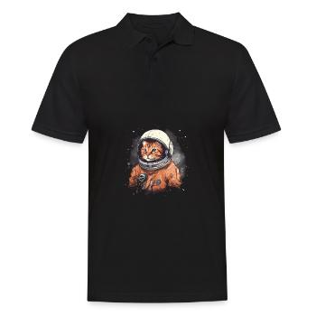 red cat in astronaut suit in space - Men's Polo Shirt - black - Front - Kai (181cm)
