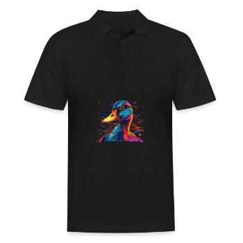 Watercolor Colorful Duck Colorful Animals - Men's Polo Shirt - black - Front - Kai (181cm)
