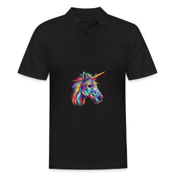 Wasserfarben Farbenfrohes Einhorn bunte Tiere - Männer Poloshirt - Schwarz - Vorne - Kai (181cm)