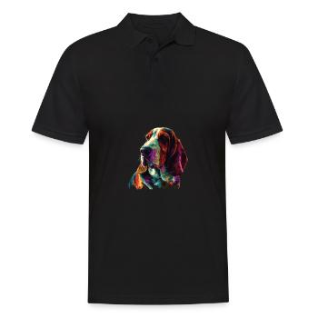Aquarelle coloré Basset Hound - Polo Homme - noir - Devant - Kai (181cm)