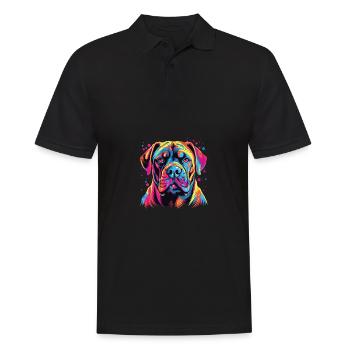 Wasserfarben Farbenfroher Boerboel - Männer Poloshirt - Schwarz - Vorne - Kai (181cm)