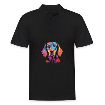 Wasserfarben Farbenfroher Finnischer Laufhund - Männer Poloshirt - Schwarz - Vorne - Kai (181cm)