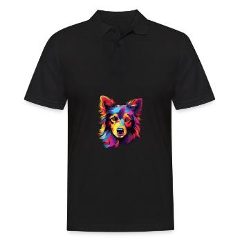 Wasserfarben Farbenfroher Islandhund - Männer Poloshirt - Schwarz - Vorne - Kai (181cm)
