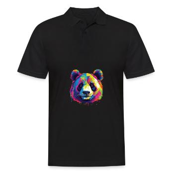 Wasserfarben Farbenfroher Panda bunte Tiere - Männer Poloshirt - Schwarz - Vorne - Kai (181cm)