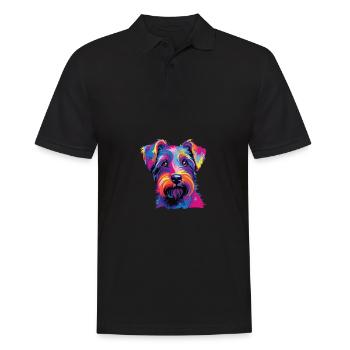 Wasserfarben Farbenfroher Tschechischer Terrier - Männer Poloshirt - Schwarz - Vorne - Kai (181cm)