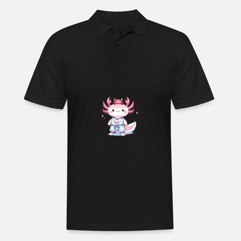 Axolotl als Sternzeichen Krebs - Männer Poloshirt - Schwarz