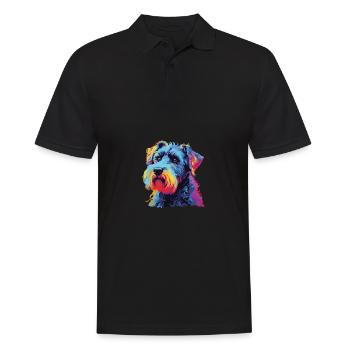 Wasserfarben Farbenfroher Kerry Blue Terrier - Männer Poloshirt - Schwarz - Vorne - Kai (181cm)