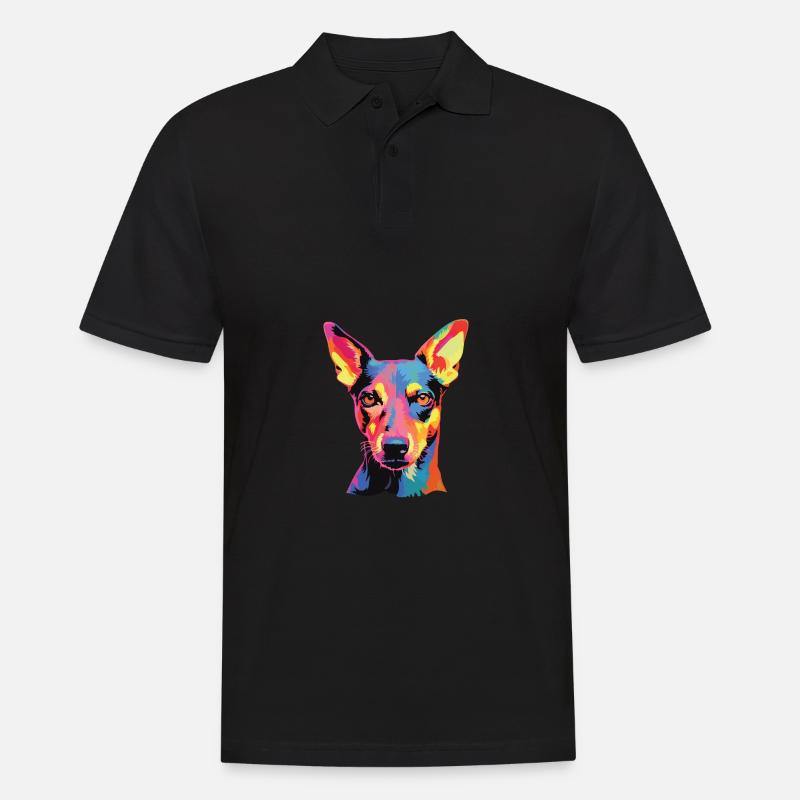 Wasserfarben Farbenfroher Glatthaar-Foxterrier - Männer Poloshirt - Schwarz