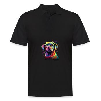 Watercolor Colorful Puggle - Men's Polo Shirt - black - Front - Kai (181cm)