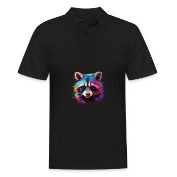 Watercolor Colorful Raccoon Colorful Animals - Men's Polo Shirt - black - Front - Kai (181cm)