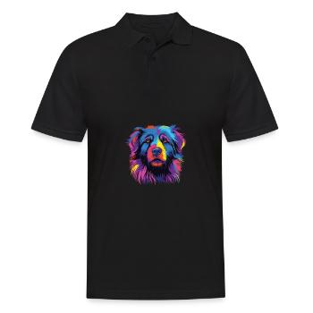 Aquarelle Colorée Petit Basset Pyrénéenne - Polo Homme - noir - Devant - Kai (181cm)
