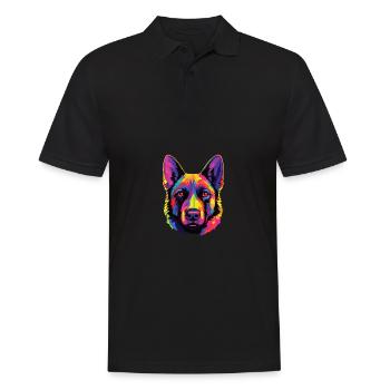 Watercolor Colorful Norwegian Elkhound - Men's Polo Shirt - black - Front - Kai (181cm)