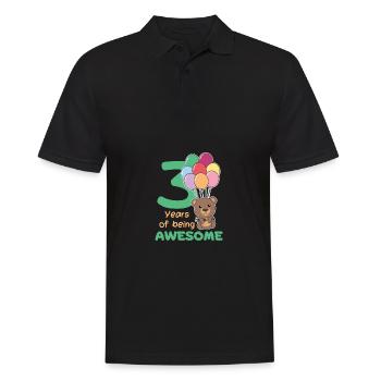 Bear for 3rd birthday children three years old - Men's Polo Shirt - black - Front - Kai (181cm)