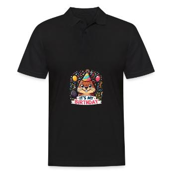 C’est mon anniversaire doux anniversaire castor - Polo Homme - noir - Devant - Kai (181cm)