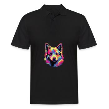 Wasserfarben Farbenfroher Norwegischer Buhund - Männer Poloshirt - Schwarz - Vorne - Kai (181cm)