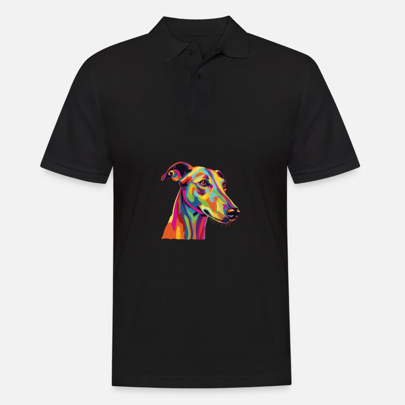 Wasserfarben Farbenfroher Greyhound - Männer Poloshirt - Schwarz