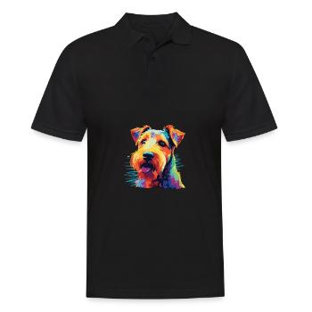 Watercolor Colorful Welsh Terrier - Men's Polo Shirt - black - Front - Kai (181cm)