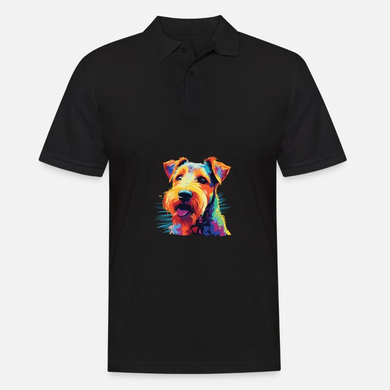 Wasserfarben Farbenfroher Welsh Terrier - Männer Poloshirt - Schwarz