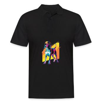 Wasserfarben Farbenfroher Treeing Walker Coonhound - Männer Poloshirt - Schwarz - Vorne - Kai (181cm)