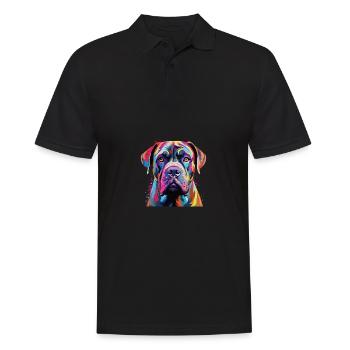 Wasserfarben Farbenfroher Boerboel - Männer Poloshirt - Schwarz - Vorne - Kai (181cm)