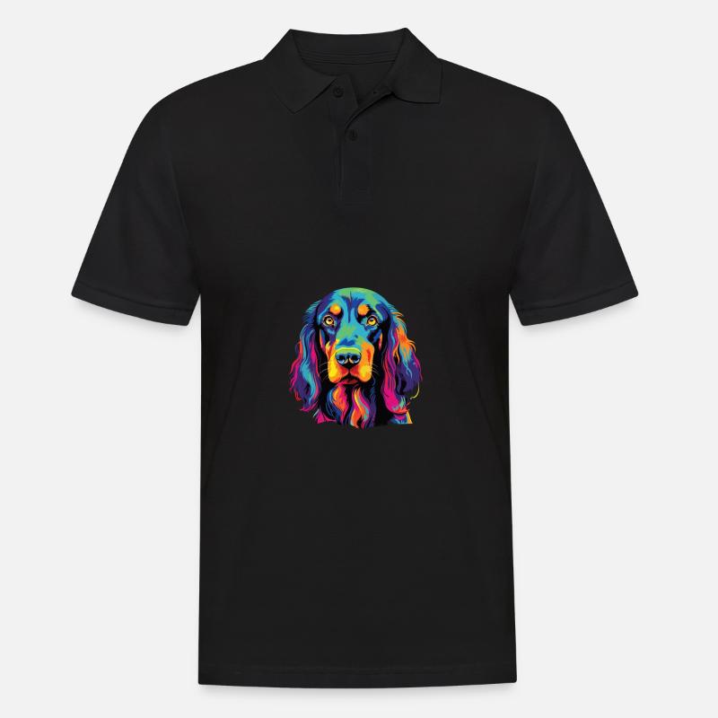 Aquarelle colorée Gordon Setter - Polo Homme - noir