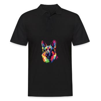 Watercolor Colorful German Shepherd - Men's Polo Shirt - black - Front - Kai (181cm)