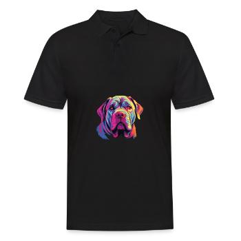 Wasserfarben Farbenfroher Mastino Napoletano - Männer Poloshirt - Schwarz - Vorne - Kai (181cm)