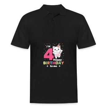 Cat for 4th birthday children four years old - Men's Polo Shirt - black - Front - Kai (181cm)