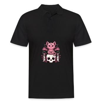 Kawaii Pastel Goth mignon Creepy Cat Bat - Polo Homme - noir - Devant - Kai (181cm)
