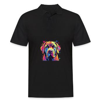 Wasserfarben Farbenfroher Boerboel - Männer Poloshirt - Schwarz - Vorne - Kai (181cm)