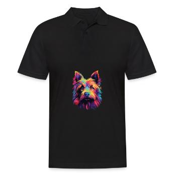 Wasserfarben Farbenfroher Australian Terrier - Männer Poloshirt - Schwarz - Vorne - Kai (181cm)