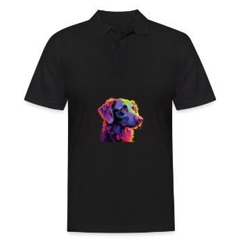 Wasserfarben Farbenfroher Curly Coated Retriever - Männer Poloshirt - Schwarz - Vorne - Kai (181cm)
