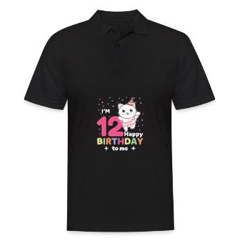 Cat for 12th birthday for children twelve years - Men's Polo Shirt - black - Front - Kai (181cm)