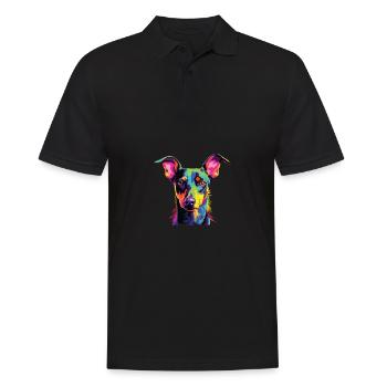 Watercolor Colorful Manchester Terrier - Men's Polo Shirt - black - Front - Kai (181cm)