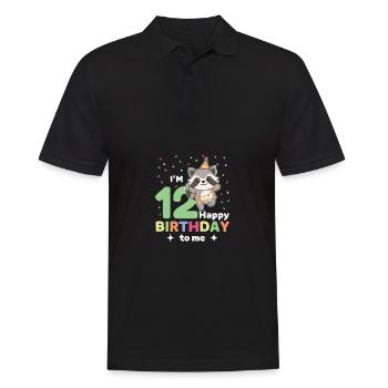 Raccoon for 12th birthday for children twelve years - Men's Polo Shirt - black - Front - Kai (181cm)