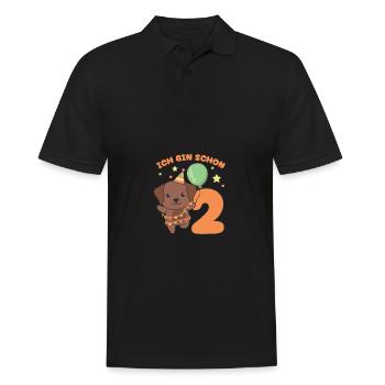 Ich bin schon 2 Hunde Geburtstags Kinder - Männer Poloshirt - Schwarz - Vorne - Kai (181cm)