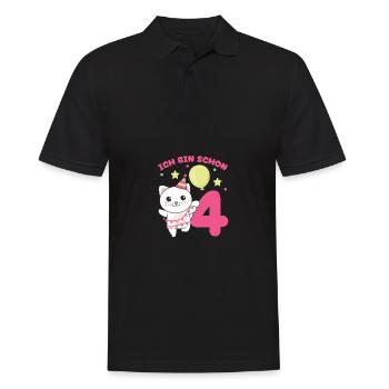 Ich bin schon 4 Katzen Geburtstags Kinder - Männer Poloshirt - Schwarz - Vorne - Kai (181cm)