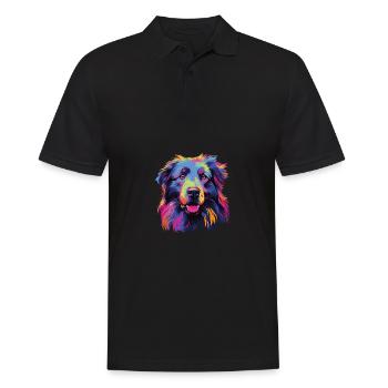 Aquarelle Colorée Petit Basset Pyrénéenne - Polo Homme - noir - Devant - Kai (181cm)