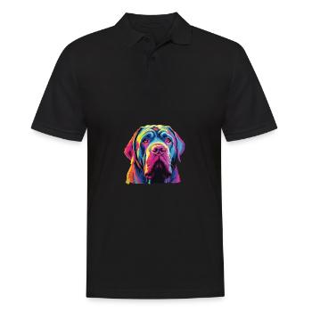 Wasserfarben Farbenfroher Mastino Napoletano - Männer Poloshirt - Schwarz - Vorne - Kai (181cm)