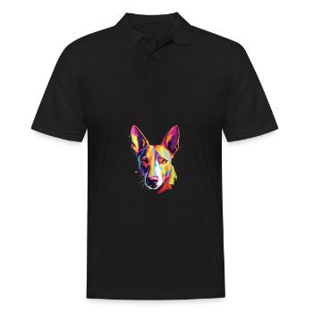 Wasserfarben Farbenfroher Basenji - Männer Poloshirt - Schwarz - Vorne - Kai (181cm)